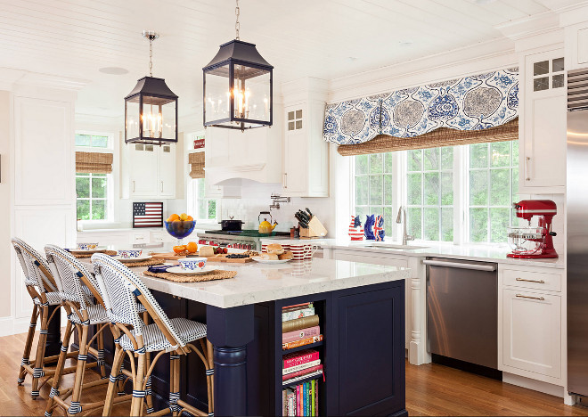 Ralph Lauren club navy. Blue island painted in Ralph Lauren club navy. Ralph Lauren club navy. Ralph Lauren club navy. #RalphLaurenclubnavy #blueisland #paintcolor #navyisland #kitchenisland Welch Company Home + Design