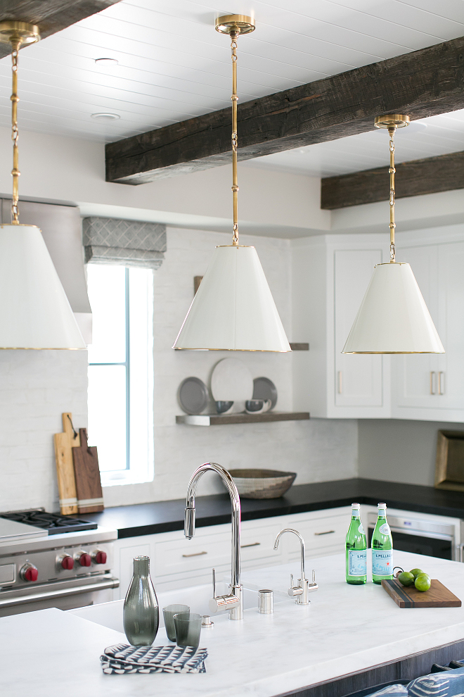 Kitchen Lighting. The kitchen lighting is Thomas O'Brien Goodman 2 Light Hanging Shade. Kitchen pendant lighting. Lighting #kitchenlighting #lighting #pendants #kitchenpendants #lightingpendants #ThomasOBrienGoodman2LightHangingShade Patterson Custom Homes