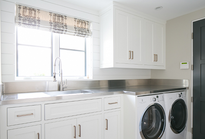 Laundry Room paint color. Wall paint color is Dunn Edwards DEC 774 Shady. Ceiling Paint Color is Dunn Edwards - Suprema Whisper Flat. Patterson Custom Homes