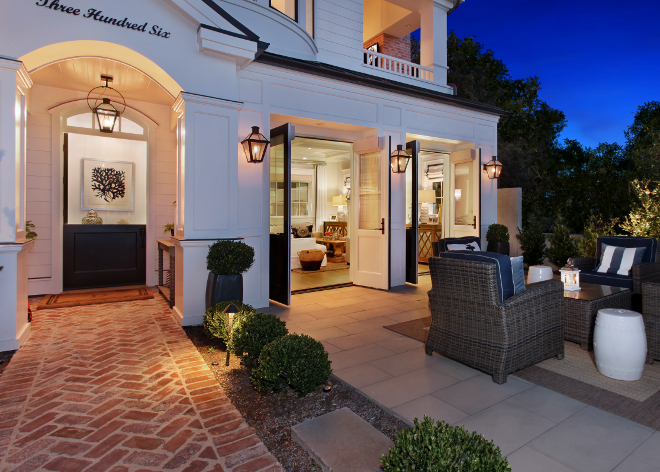 French Doors. French Doors. The living room features French doors that open to a courtyard. Patterson Custom Homes. Interiors by Trish Steele, Churchill Design.