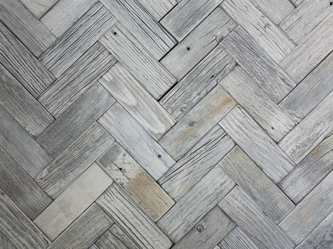 Mulberry Herringbone Whitewash Mosaics (2”x6”). These are white washed mulberry wood pieces laid in a Herringbone pattern. Patterson Custom Homes