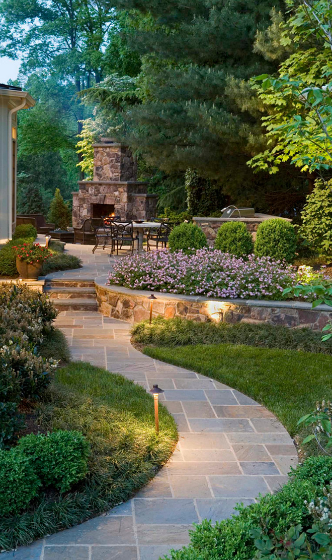 Garden Walkway. The garden walkway is constructed from full color Pennsylvania flagstone. #garden #walkway #Gardenwalkway #pathway #gardens #landscaping