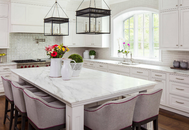 Arched kitchen window with long subway tile backsplash tile. Arched kitchen window with long subway tile backsplash. Arched Kitchen Window Backsplash Tile. Arched Kitchen Window Trim and Backsplash Tile. #ArchedKitchenWindow #BacksplashTile #Archedwindow #longsubwaytile #backsplash Martha O'Hara Interiors