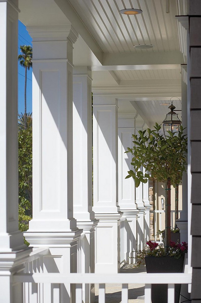 Benjamin Moore White Dove Exterior Trim. Benjamin Moore "White Dove" exterior trim, porch columns and ceiling paint color. Benjamin Moore "White Dove" #BenjaminMooreWhiteDove #paintcolor #exteriorTrim #porchcolumns #porch #ceilingpaintcolor #porchceiling Patterson Custom Homes