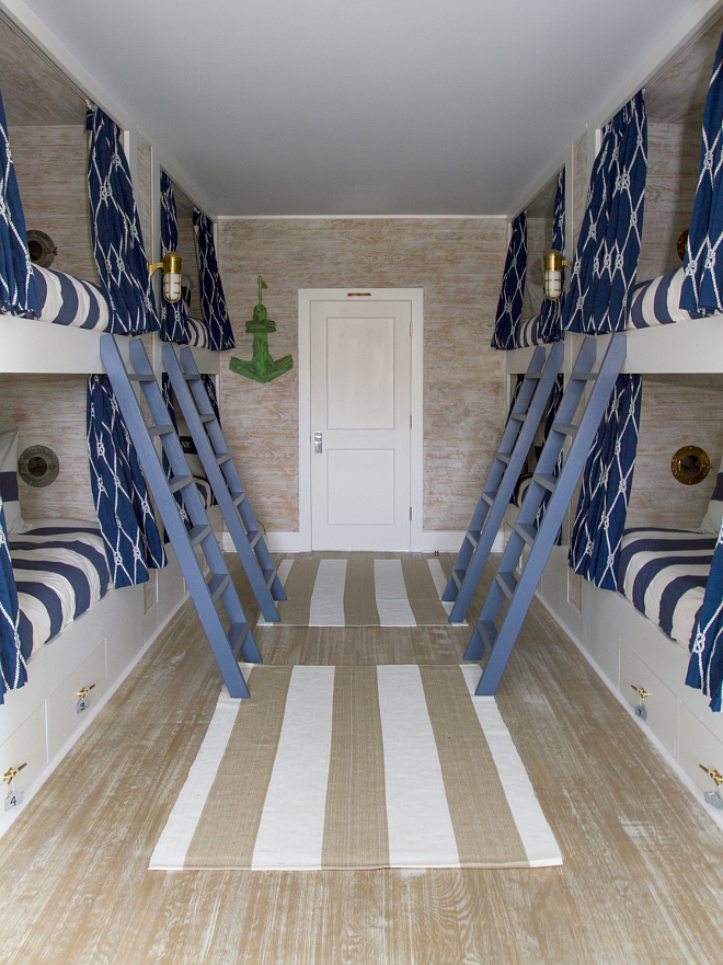 Bunk room. Bunk Room features custom faux finish on walls and custom painted faux finish on unfinished White Oak floors. #Bunkroom #floors #whiteoak #fauxfinish . Heritage Homes of Jacksonville. Villa Decor & Design.