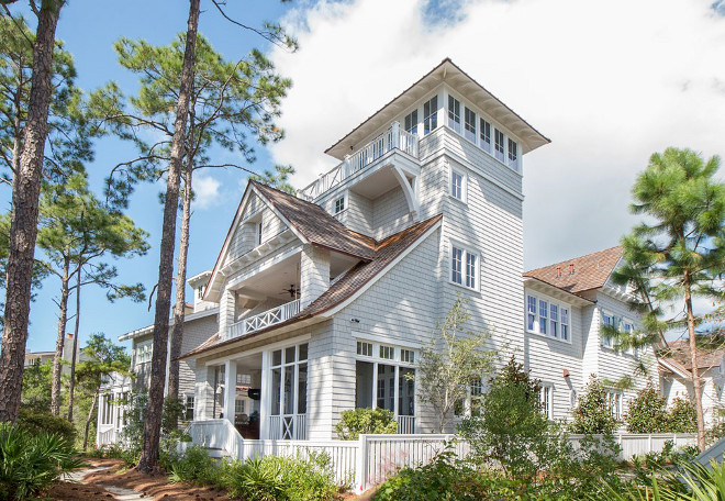 Fence ideas. Backyard and front yard fence ideas. Fence adds privacy and charm to this beach house. #fence Interiors by Courtney Dickey of TS Adams Studio.