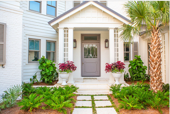 Gray front door. Gray front door. Gray front door paint color. Gray front door stain color. Gray front door. #Grayfrontdoor Taylor and Kelly Interiors