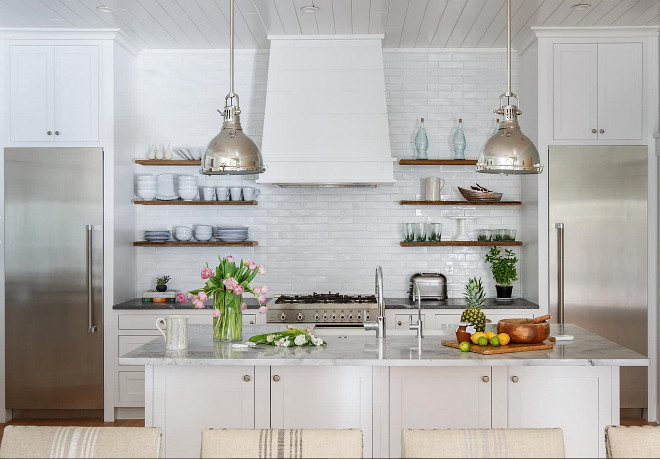 Open shelves beside kitchen hood. Kitchen with open shelves beside hood. Open shelves in kitchen. #Openshelves #shelvesbesidehood #kitchenhood #hoodshelves Heritage Homes of Jacksonville