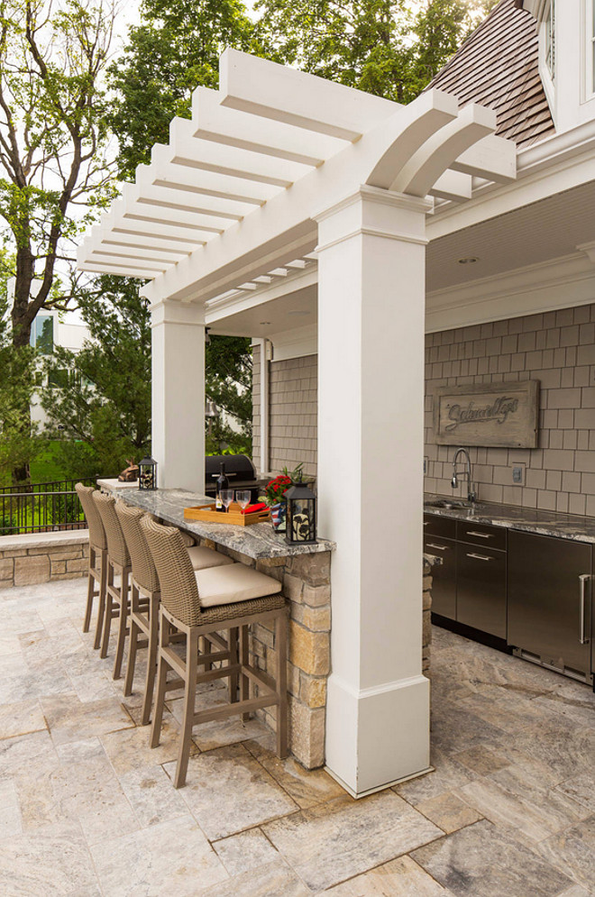 Outdoor kitchen island. Outdoor kitchen island with barstools. Outdoor kitchen island barstools. Outdoor kitchen island countertop. Outdoor kitchen island ideas #Outdoorkitchenisland Southview Design