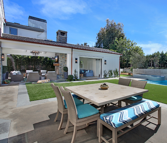 Cabana. Guest quarters. Just off the loggia, you will find a cabana that is perfect for family and friends. #cabana #guests Patterson Custom Homes. Interiors by Trish Steele of Churchill Design. 