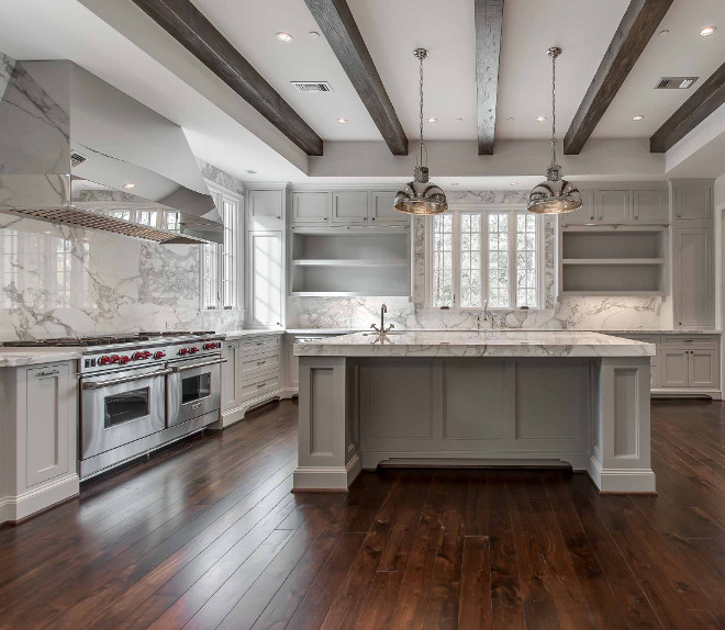 Polished Nickel Kitchen Hood. Polished Nickel Range Hood. Polished Nickel Kitchen Hood Ideas #PolishedNickelHood #Kitchen #Hood Elizabeth Garrett Interiors.