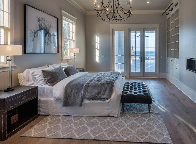 Grey master bedroom paint color is Benjamin Moore Stonington Gray HC-170. Benjamin Moore Stonington Gray HC-170 paint color. Benjamin Moore Stonington Gray HC-170 #BenjaminMooreStoningtonGrayHC170 #BenjaminMoore #StoningtonGray #HC170