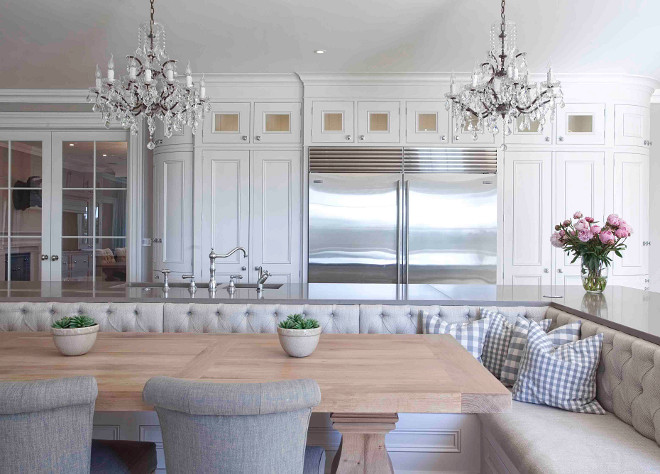 Kitchen island Banquette. Kitchen island with gray quartz countertop and Banquette. Kitchen island Banquette Kitchen island Banquette #Kitchenisland #Banquette #KitchenislandBanquette #Kitchen #islandBanquette