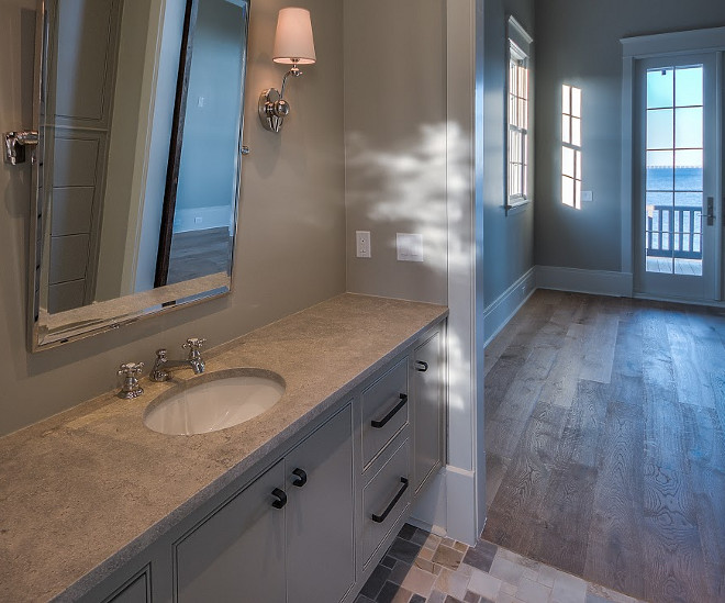 Bathroom Mirror and Sconces. Bathroom mirror is from Restoration Hardware. Bathroom sconce is Alton Pivoting Sconce in Polished Nickel. #Bathroom #Mirror #Sconces #AltonPivotingSconce #PolishedNickel