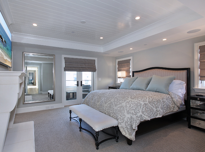 Bedroom. Beautiful master bedroom with gray walls (Benjamin Moore Moon Shadow) and carpet flooring. Carpet is Tuftex : "Silver Mist”. Patterson Custom Homes