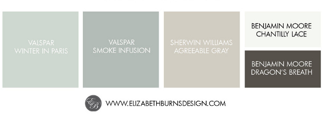 Color+Palette +Valspar+Winter+in+Paris,+Valspar+Smoke+Infusion,+Sherwin+Williams+Agreeable+Gray,+Benjamin+Moore+Chantilly+Lace,+Benjamin+Moore+Dragon's+Breath