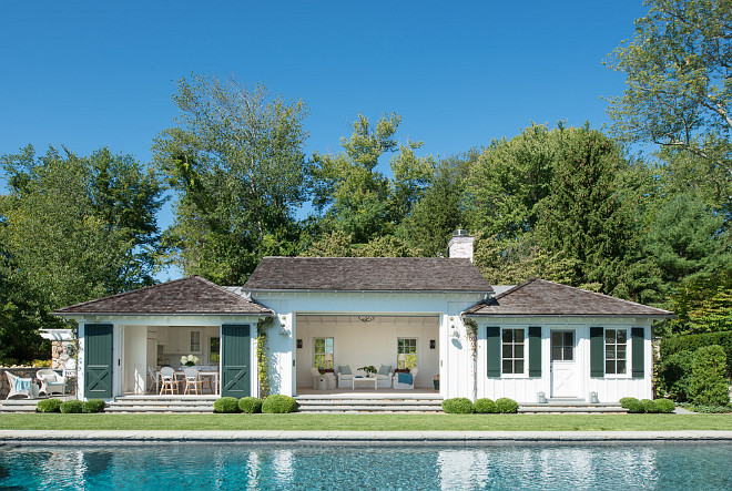 Indoor outdoor style pool house. Pool house with Indoor outdoor living. Indoor outdoor Pool house. #Indooroutdoor #poolhouse #pool #house Brooks and Falotico Associates, Inc.