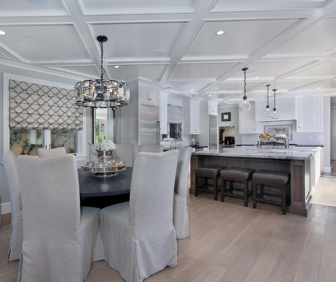 Two island in kitchen. Two kitchen islands. The homeowner loves having two islands in the kitchen and this is what she has to say about them: "(...) One island, which is closer to the kitchen, is informal and welcoming for family and guests to gather around while meal are being prepared. The second island, which is more formal in style and closer to the dining table, sets the mood for a sophisticated dining experience. The formal island incorporates custom storage for serving pieces, china and flatware". #kitchen #twoislands Patterson Custom Homes