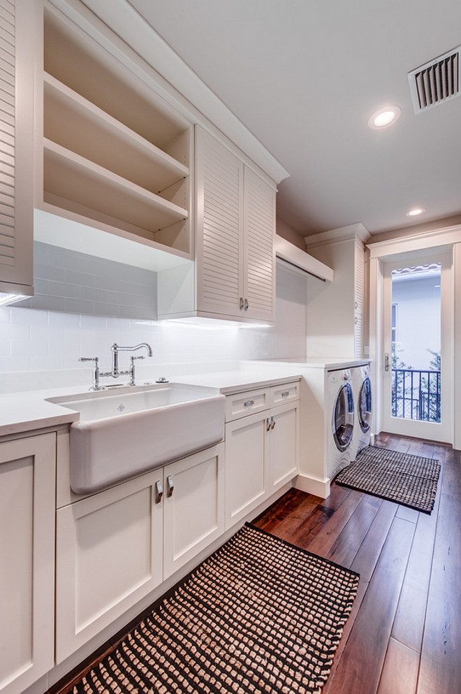 Laundry room Hardwood Floor Ideas. Laundry room Hardwood Floors. The laundry room floor is Walnut - Valley d'Aosta - Rustic, Black Coffee. #LaundryRoom #Hardwood #Floors Calusa Construction, Inc.