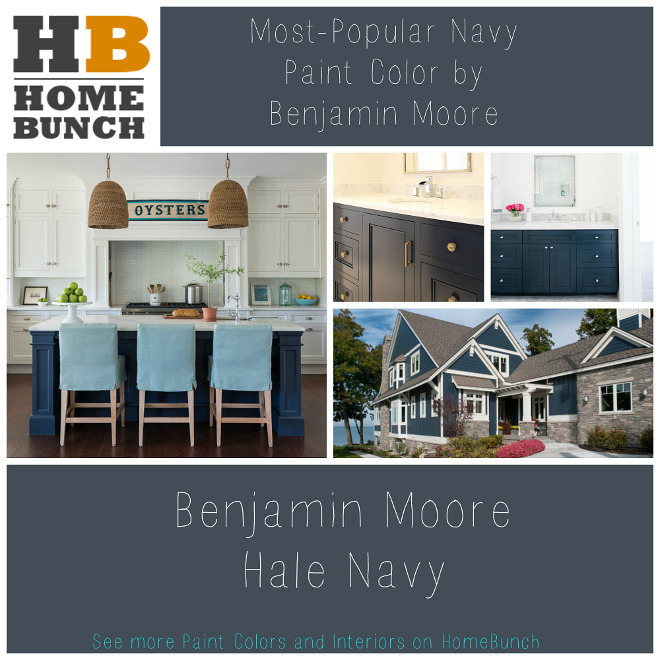 Most Popular Navy Paint Color by Benjamin Moore. Benjamin Moore Hale Navy. Paint Colors and Color Palettes. Most Popular Navy Paint Color by Benjamin Moore. Benjamin Moore Hale Navy. #BenjaminMooreHaleNavy Via HomeBunch 