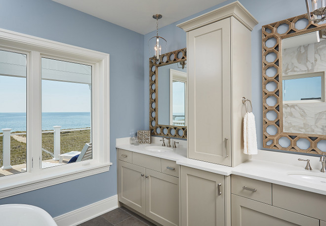 Benjamin Moore Manor Blue. Blue bathroom paint color Benjamin Moore Manor Blue. Blue bathroom wall paint color Benjamin Moore Manor Blue. #BenjaminMooreManorBlue #bluepaintcolor #bluebathroom #BenjaminMoorepaintcolors Mike Schaap Builders