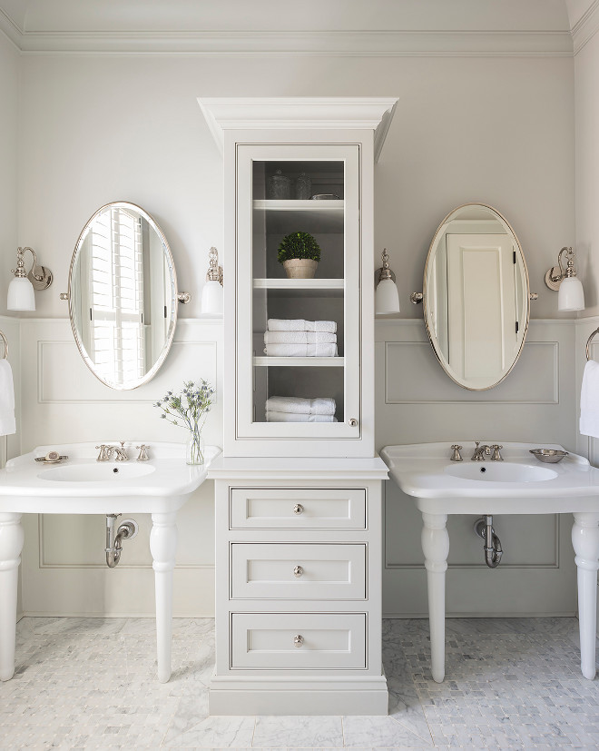 Bathroom washstand storage ideas. L. Kae Interiors