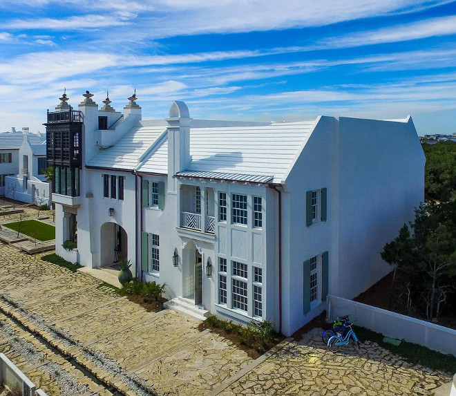 Beach house with white exterior. European style Beach house with white exterior. European style Beach house #Europeanstyle #Beachhouse #whiteexteiror Scenic Sotheby's Realty. Interiors by Jan Ware Designs.