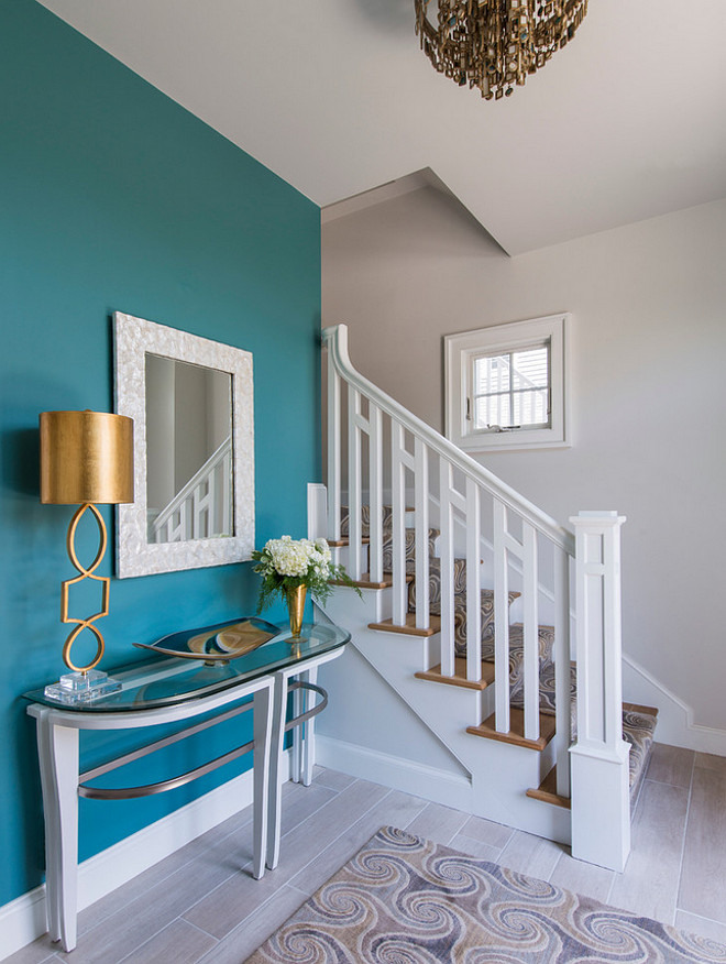 Benjamin Moore Mayo Teal. The accent wall paint color is Benjamin Moore Mayo Teal CW 570. Benjamin Moore Mayo Teal CW 570 #BenjaminMooreMayoTealCW570 #BenjaminMooreMayoTeal #BenjaminMooreteal #BenjaminMoorepaintcolors Caldwell & Johnson Custom Builders & Remodelers