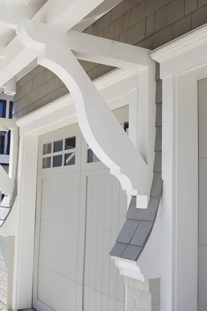 Garage Corbels. Garage Door Corbels. Shingle home with garage door corbels on exteiror. #Garage #Door #Corbels #corbel #exterior TS Adams Studio Architects. Laura Allyson Interiors.