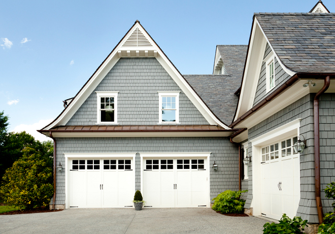 Garage with Bonus room above exterior design. More details aboute garage doors. Garage Door: Base Bid: ¾ HP chain drive motor with paint grade panels per plan. #garage #garagedoors #bonusroom T.S. Adams Studio. Interiors by Mary McWilliams from Mary Mac & Co.