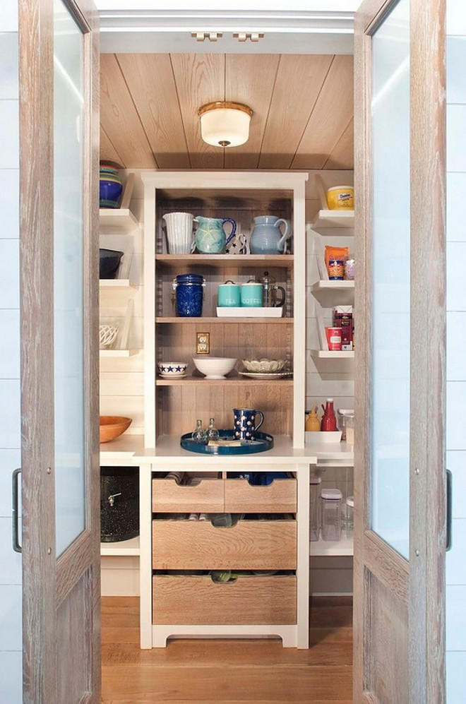 Pantry Doors. Kitchen pantry. Kitchen pantry doors are made of white oak and glass. Kitchen Pantry Double Doors. #KitchenPantryDoors #PantryDoors #PantryDoor Dearborn Builders. Interiors by Tory Haynes.