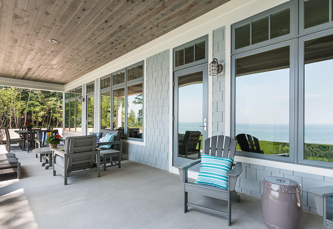 Porch reclaimed wood ceiling. Porch with reclaimed wood ceiling. Porch reclaimed wood ceiling. The reclaimed wood is natural weathered 1x8 Pine Barnwood. #porch #reclaimedwood #barnwood