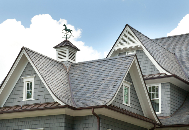 Slate roof. Slate roof is Vermont Slate. Roof lines with copper and slate. #Slate #roof #SlateRoof #VermontSlate #VermontSlateRoof T.S. Adams Studio. Interiors by Mary McWilliams from Mary Mac & Co.