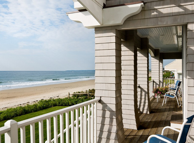 Shingle porch. Shingle Beach house porch. Shingle Beach house porch with ocean view. #Shingle #porch #Beachhouseporch Bowley Builders