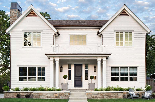 White home with black front door. Classic White home with black front door. White home with black front door #Whitehome #Blackdoor #frontdoor Fox Group Construction