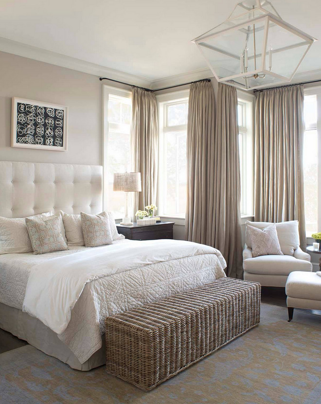 Bedroom. Neutral Master bedroom with linen draperies, silk rug, lantern lighting and sitting area. Master Bedroom. Bedroom. Neutral Bedroom. #Bedroom #NeutralMasterbedroom #bedroomlinendraperies #silkrug #lanternlighting #Bedroomlighting #Bedroomsittingarea #NeutralBedrooms Beth Webb Interiors