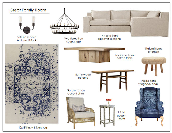 Family Room Mood Board Ideas. Family Room Mood Board. Family Room Mood Board. #FamilyRoomMoodBoard Via Becki Owens.