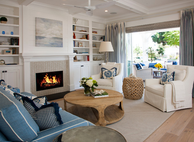 Living Room With Fireplace At The Beach