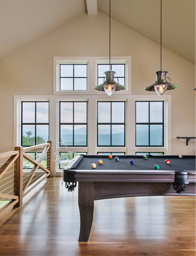 Games Room. Games room with Billiard table. Billiard Lighting over Billiard table made by Hi Lite. #Gamesroom #Billiardtable. Caldwell & Johnson Custom Builders & Remodelers