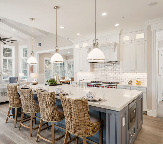 Kitchen island lighting. Kitchen lighting is Hudson Valley 2623-PN. Lighting Hudson Valley 2623-PN. The kitchen lighting is Hudson Valley Hudson Valley 2623 Randolph - $750.00 each #kitchen #lighting #kitchenlighting #HudsonValley2623PN