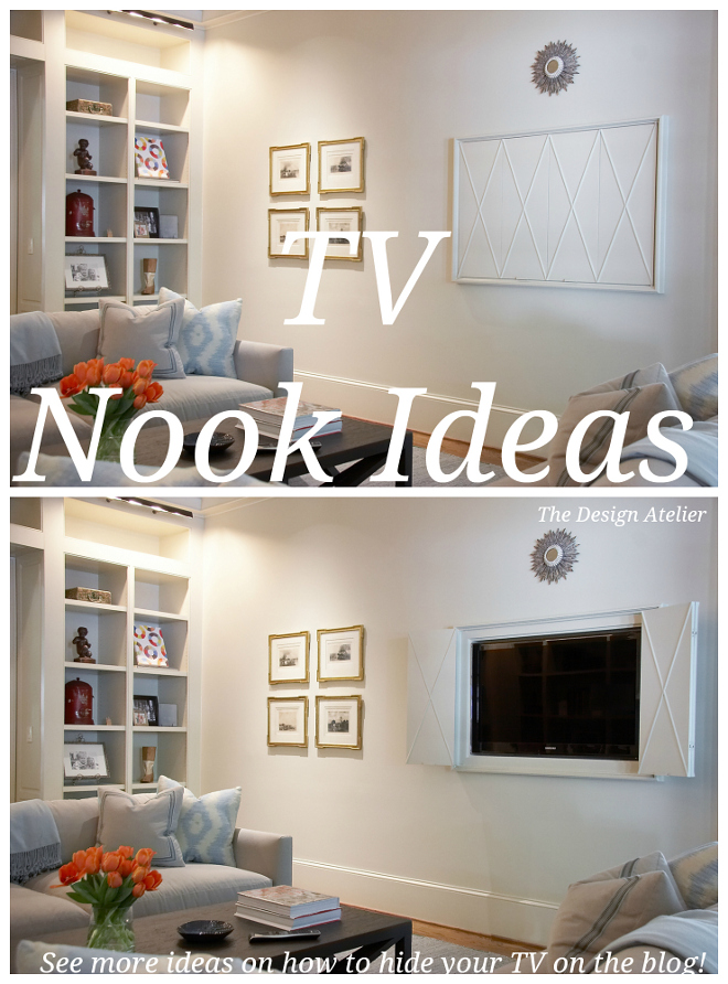 Tv Nooks TV Nook Ideas. How to hide tvs. #TVNooks The Design Atelier