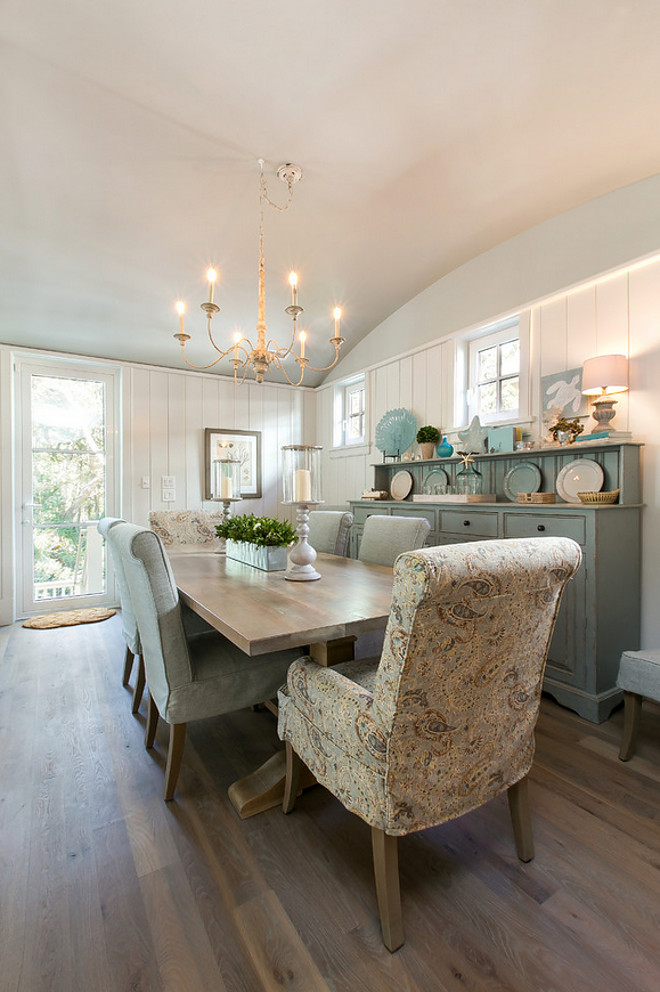 Arched Ceiling. Dining room Arched Ceiling and wall planks. Coastal Dining room Arched Ceiling and wall planks #Diningroom #ArchedCeiling #wallplanks Coralberry Cottage