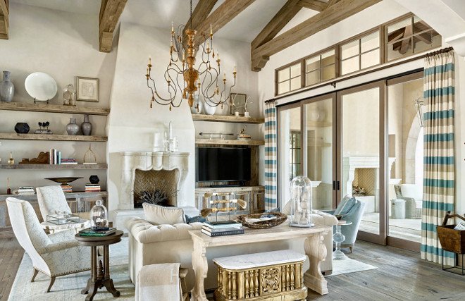 French Living room. French Living room ceiling beams. French Living room rustic floors. French Living room. #FrenchLivingroom #French #Livingroom DuChateau Floors Kim Scodro Interiors