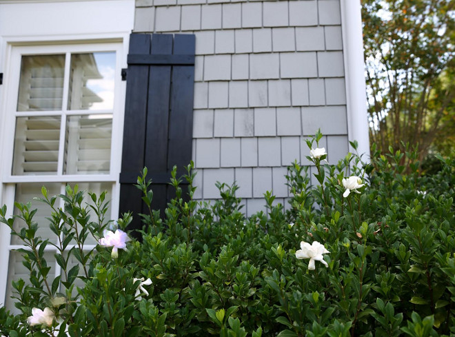 Black shutters paint color. The black shutter paint color is Sherwin Williams Tricorn Black SW 6258. Sherwin Williams Tricorn Black SW 6258. Sherwin Williams SW Tricorn Black SW 6258 #blackshutterpaintcolor #blackshutters #paintcolor #SherwinWilliamsSW6258TricornBlack #SherwinWilliams #SW6258 #SherwinWilliamsTricornBlack grey-shingle-and-black-shutter Home Bunch Beautiful Homes of Instagram bluegraygal