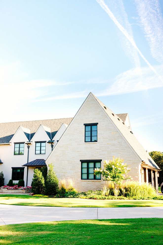 The exterior of this home features brick and stone. The home exterior features stone and painted white brick. home-exterior #brick #stone #exterior Home Bunch's Beautiful Homes of Instagram curlsandcashmere