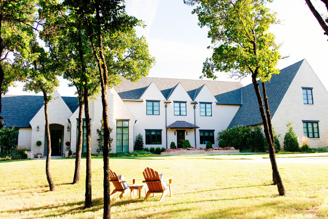  Beautiful home exterior mixes Cottonwood stone and white brick painted in Sherwin Williams Accessible Beige. home-exterior Home Bunch's Beautiful Homes of Instagram curlsandcashmere