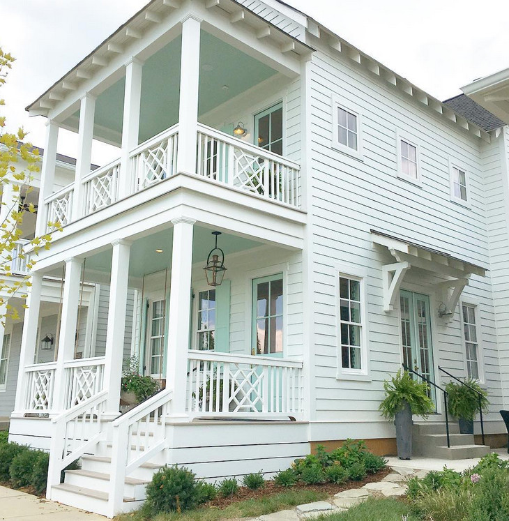 Waterscape by Sherwin Williams. Turquoise front door and turquoise shutters paint color Waterscape by Sherwin Williams #Waterscape #Sherwin Williams artisansignaturehomes via instagram