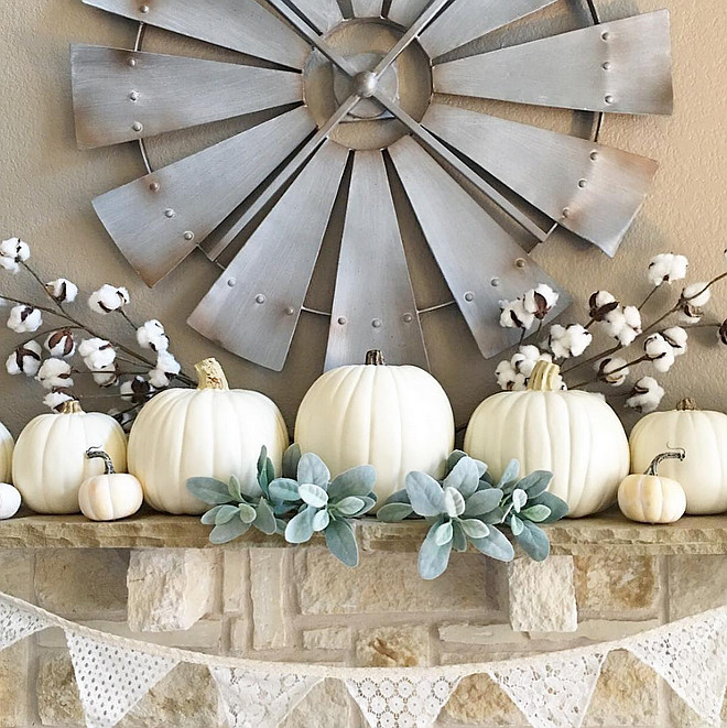 white-pumpkin-fall-mantel- thedowntownaly via Instagram.
