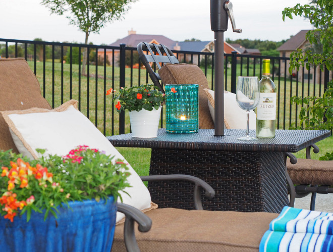 Patio Furniture. Woven umbrella table from Pier 1 Imports, Ciudad collection. #Patio #PatioFurniture Home Bunch Beautiful Homes of Instagram wowilovethat