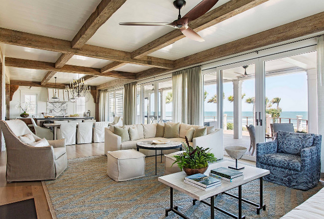 Rustic Coastal Interiors. I love the rustic coastal feel of this home. Notice the impressive ocean view! #Rusticinteriors #Coastalinteriors #rustcicoastalinteriors Herlong & Associates Architects + Interiors